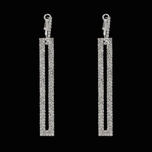 Silver Rhinestone Dangle Earrings